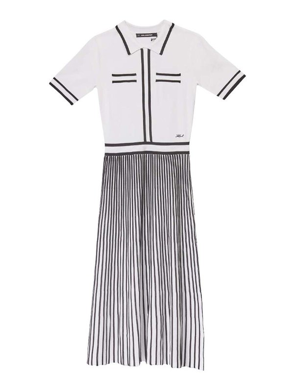 KARL LAGERFELD: knee length dresses - Pleated Knit Dress