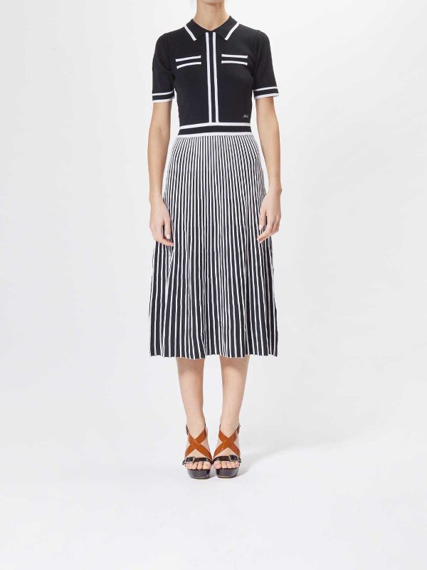 KARL LAGERFELD: knee length dresses online - Pleated Knit Dress