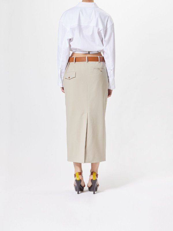 膝丈/ミディスカート - ベージュ shop online: MOSCHINO