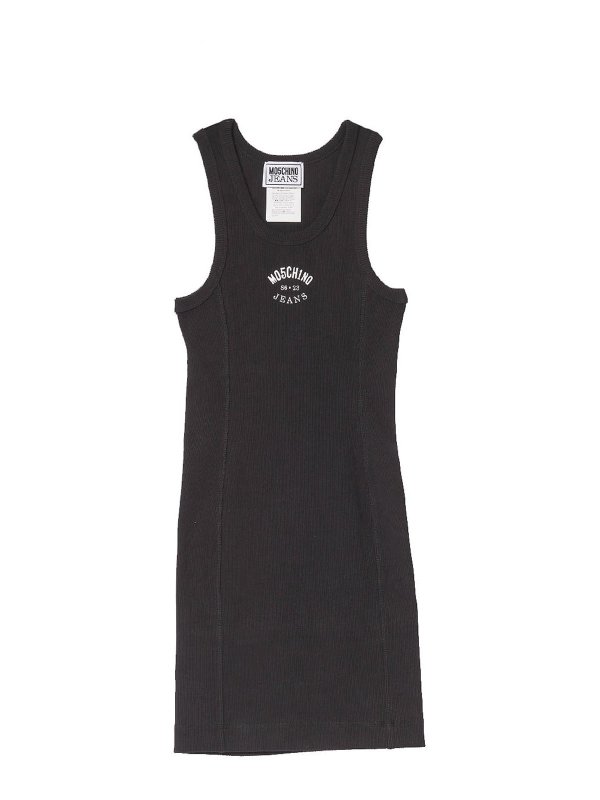 MOSCHINO JEANS: knee length dresses - Logo rib dress
