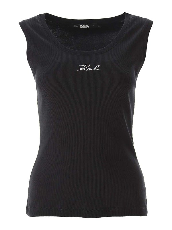 KARL LAGERFELD: Tops y camisetas sin mangas - Top - Negro