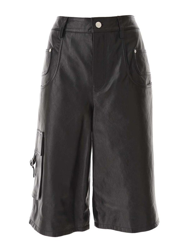 MOSCHINO JEANS: レザートラウザー - レザーパンツ - 黒