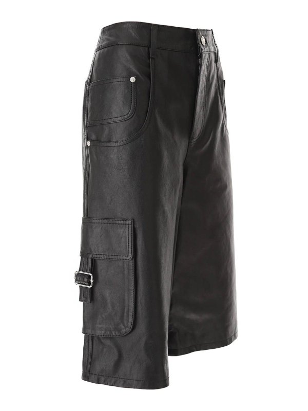 MOSCHINO JEANS: レザートラウザー online - レザーパンツ - 黒