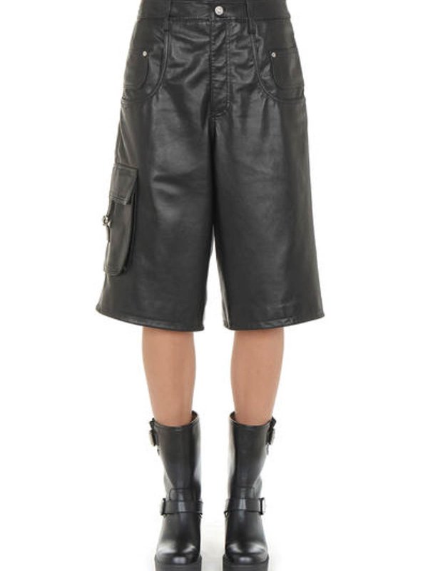 The Best Shops MOSCHINO JEANS: レザートラウザー - レザーパンツ - 黒