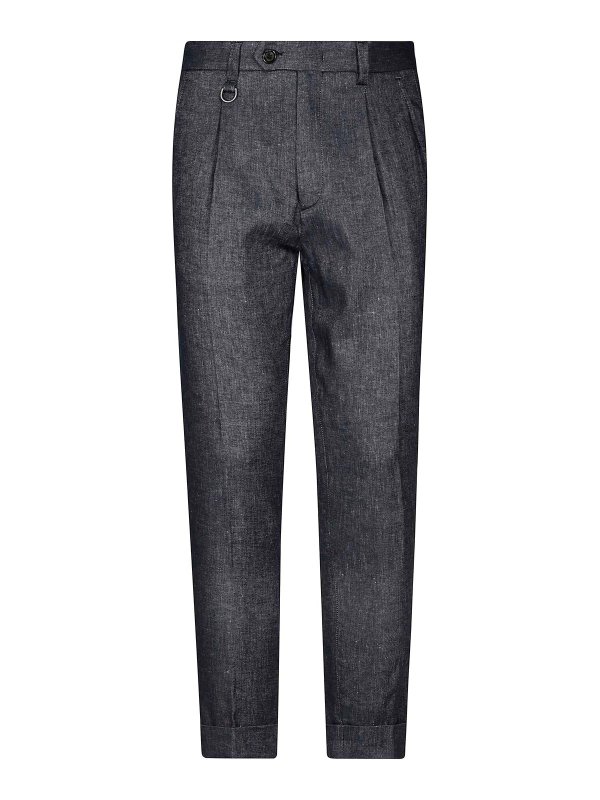 Paolo Pecora: pantaloni casual - Panta Pince Lino EF Denim