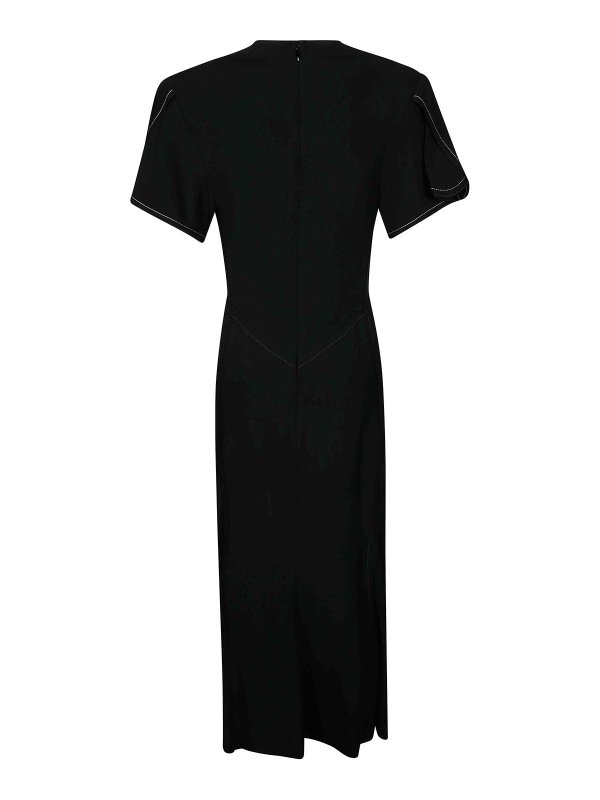 VICTORIA BECKHAM: knee length dresses online - Gathered V Neck Midi Dress