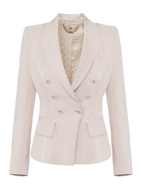 ELISABETTA FRANCHI: casual jackets - Crepe Jacket With Satin Details