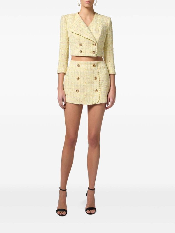 ELISABETTA FRANCHI: casual jackets online - Lurex Boucl Jacket With Embroidered Edge