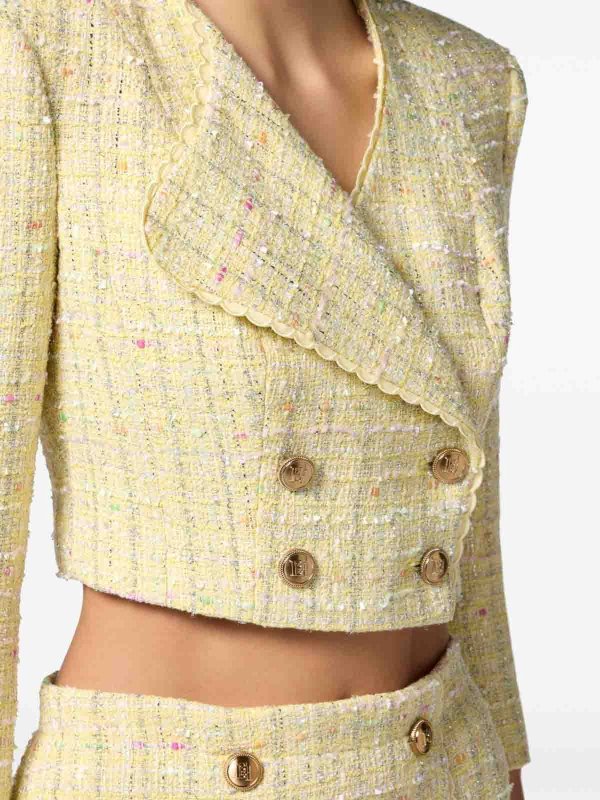 The Best Shops ELISABETTA FRANCHI: casual jackets - Lurex Boucl Jacket With Embroidered Edge