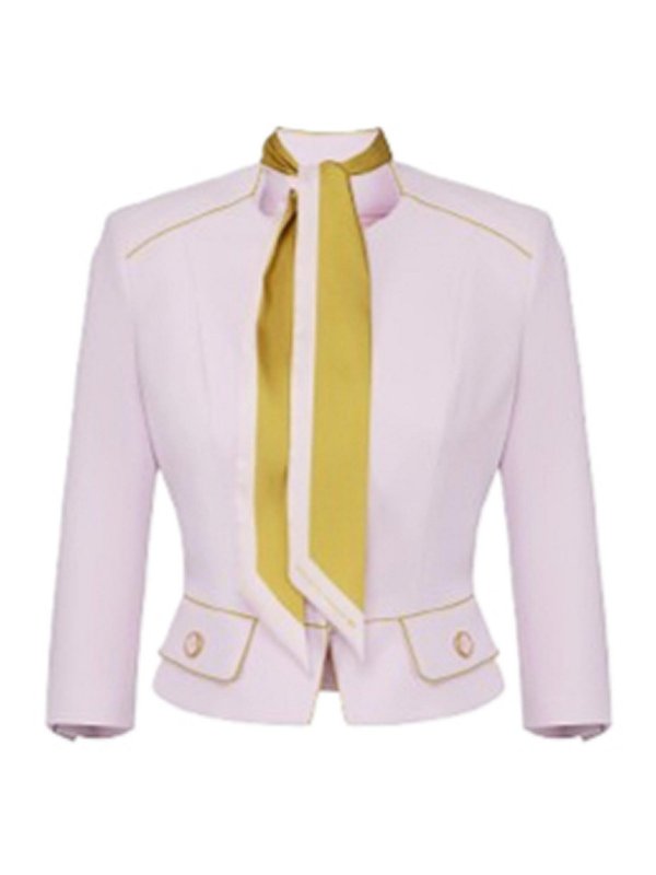 ELISABETTA FRANCHI: casual jackets - Crepe Jacket With Two-Tone Scarf