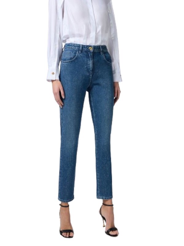 The Best Shops ELISABETTA FRANCHI: bootcut jeans - Cotton Jeans With Rhinestones