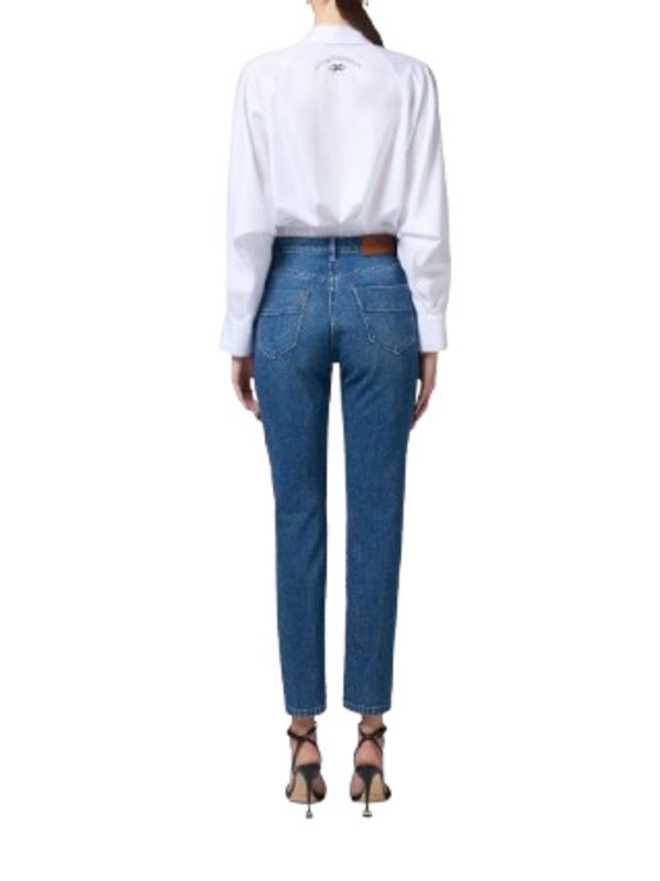 Cotton Jeans With Rhinestones shop online: ELISABETTA FRANCHI