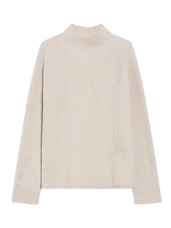 S MAX MARA: Strickpullover mit Rundhalsausschnitt - Rundhalspullover - Beige