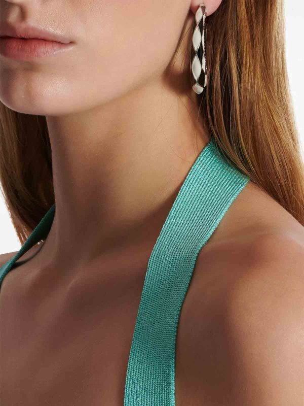 The Best Shops Balmain: Earrings - Hoop Earrings With Enamelled Diamonds