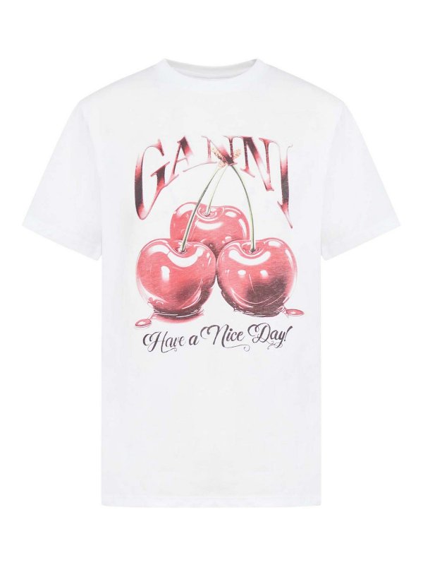 GANNI: Tシャツ - Tシャツ - 白