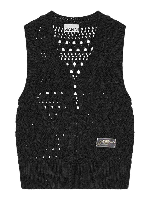 GANNI: vests - Cotton Mix Tie String Vest