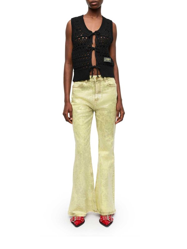 GANNI: vests online - Cotton Mix Tie String Vest