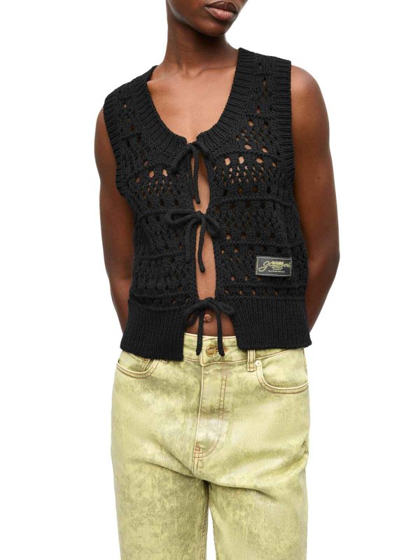 The Best Shops GANNI: vests - Cotton Mix Tie String Vest