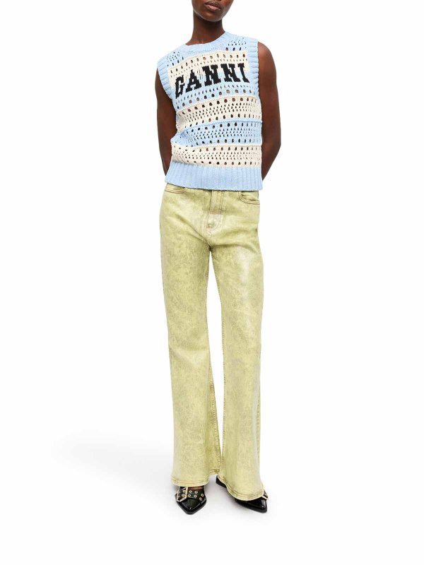 GANNI: vests online - Cotton Mix Striped Vest