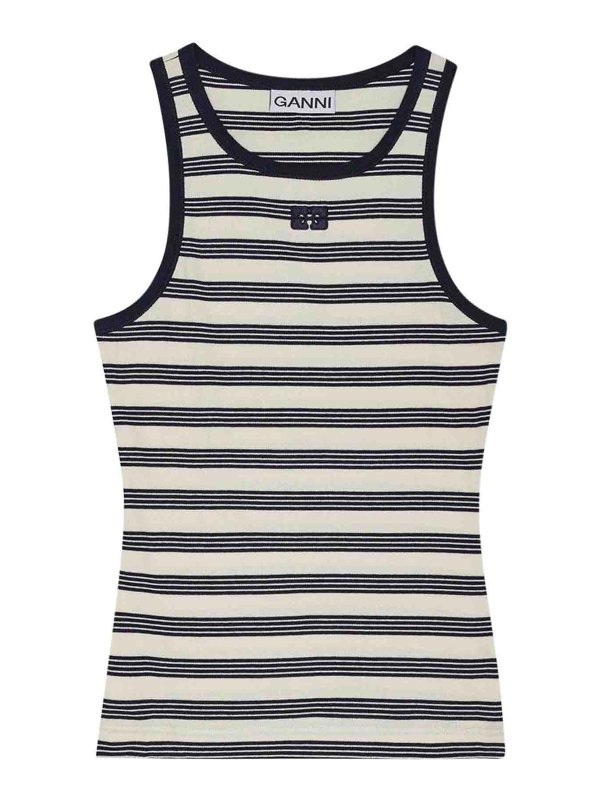 GANNI: Tops & Débardeurs - Top - Bleu