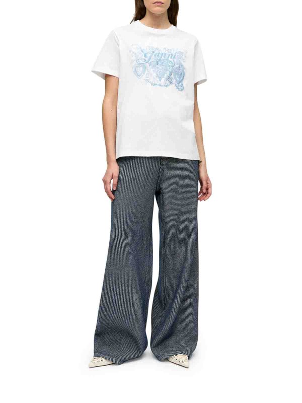 The Best Shops GANNI: t-shirt - T-shirt a maniche corte con logo ricamato