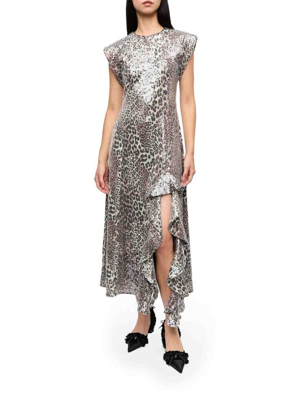 GANNI: Knielange Kleider online - Knielanges Kleid - Bunt