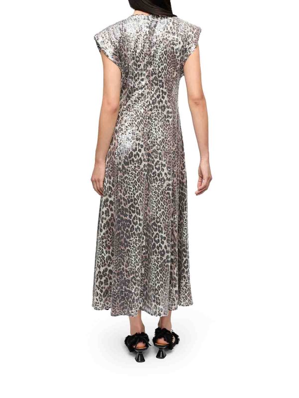 Ganni Leopard Midi Dress With Sequins - Multicolour | T4181943