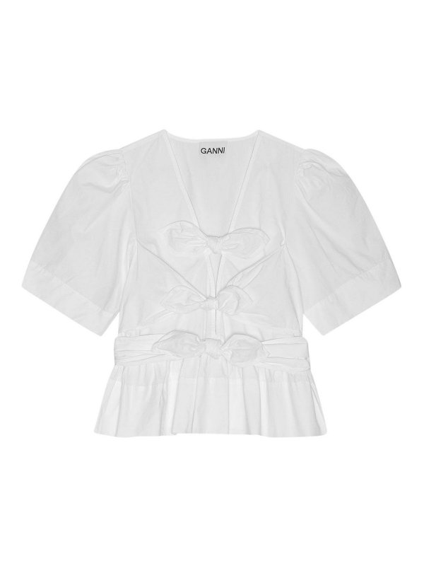 GANNI: Blouses - Blouse - Blanc