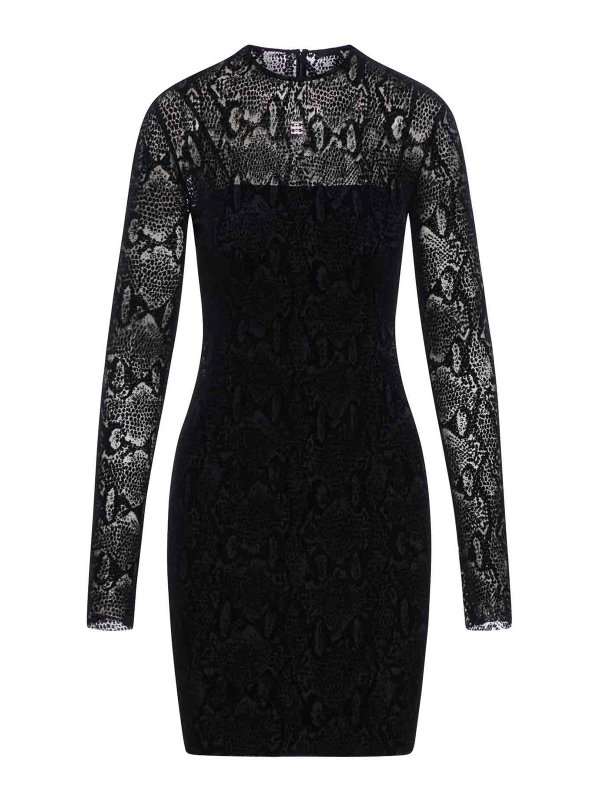 GIVENCHY: knee length dresses - Python Print Tulle Dress With 4G Detail