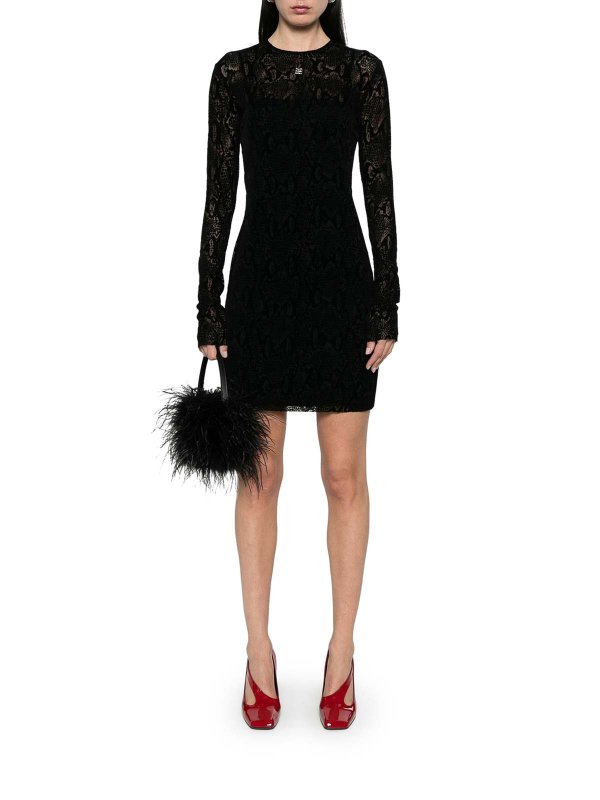 GIVENCHY: knee length dresses online - Python Print Tulle Dress With 4G Detail