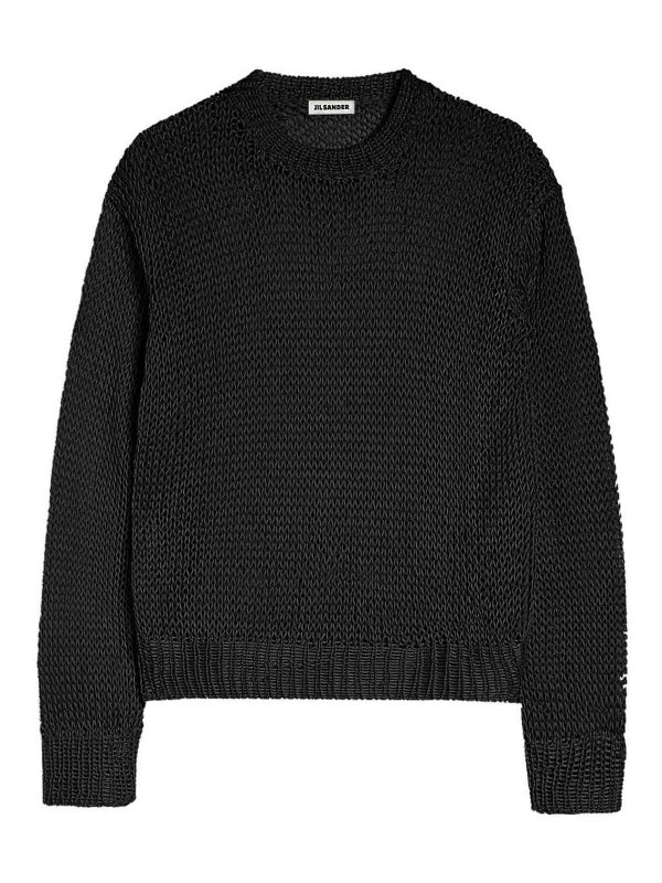 JIL SANDER: crew necks - Crewneck Sweater In Openwork Silk
