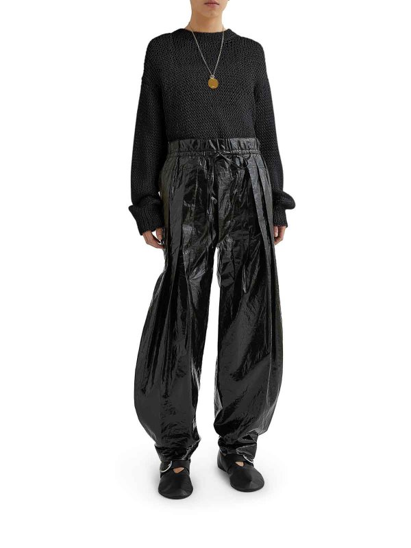 JIL SANDER: crew necks online - Crewneck Sweater In Openwork Silk