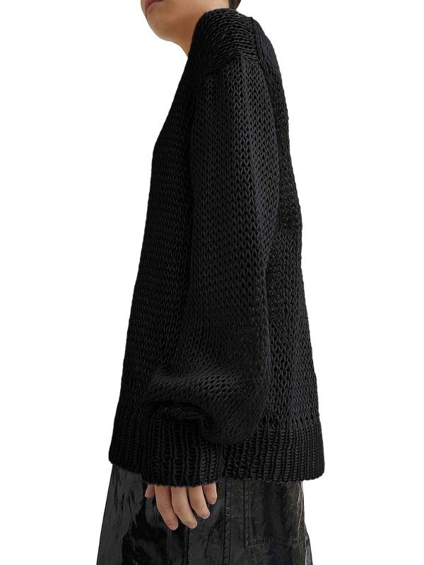 The Best Shops JIL SANDER: crew necks - Crewneck Sweater In Openwork Silk