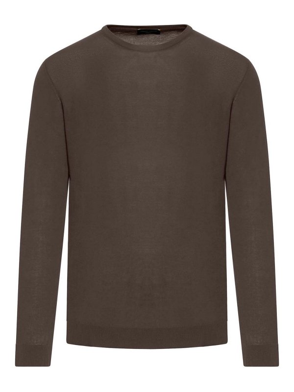 ROBERTO COLLINA: Pull col rond - Pull Col Rond - Marron