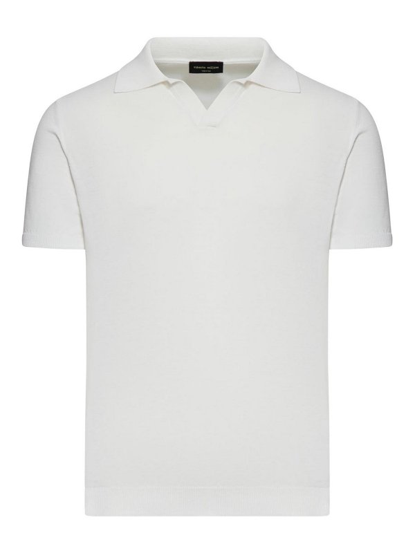 ROBERTO COLLINA: Poloshirts - Poloshirt - Weiß