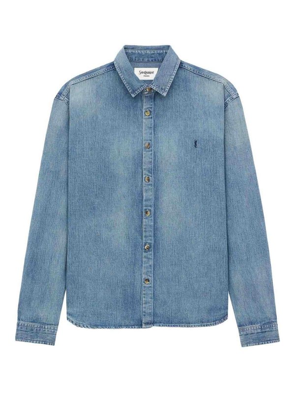 SAINT LAURENT: shirts - Cassandre Denim Shirt Day Blue