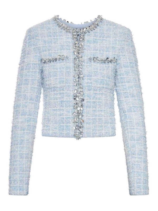 Self Portrait: cardigans - Boucle Cardigan With Applications