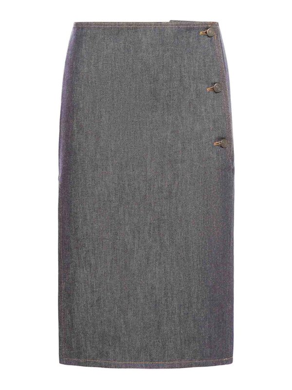 Courreges: Knee length skirts & Midi - Denim Skirt