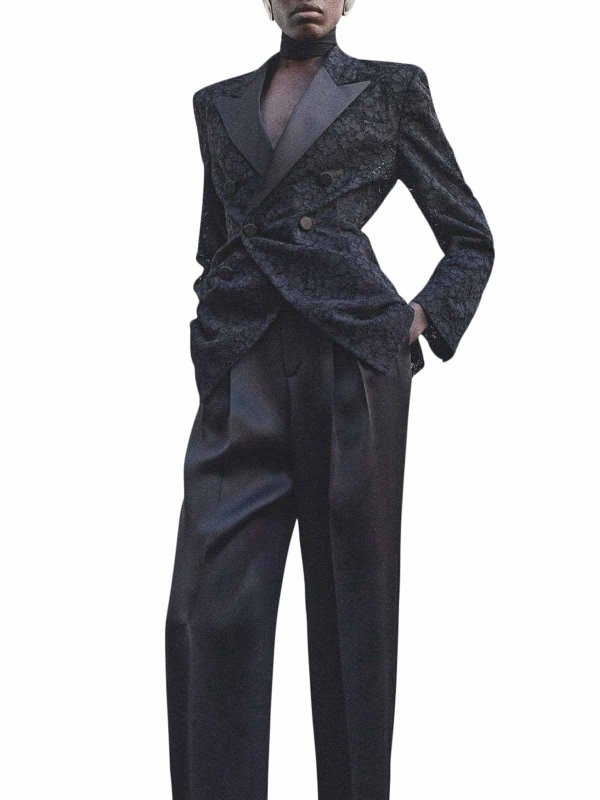 SAINT LAURENT: casual trousers online - High-Waisted Straight-Leg Trousers