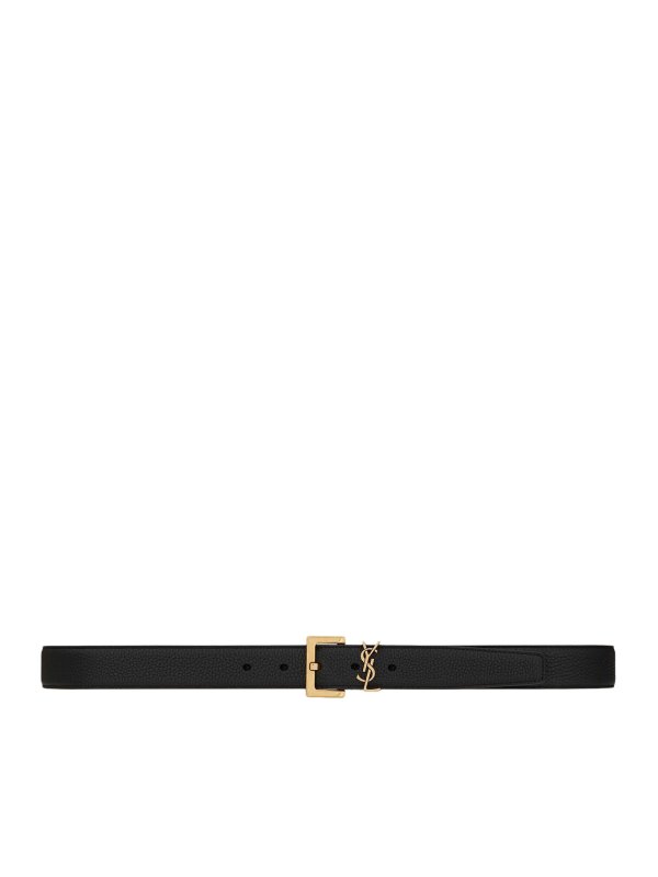 SAINT LAURENT: belts - Cassandre Hammered Leather Belt