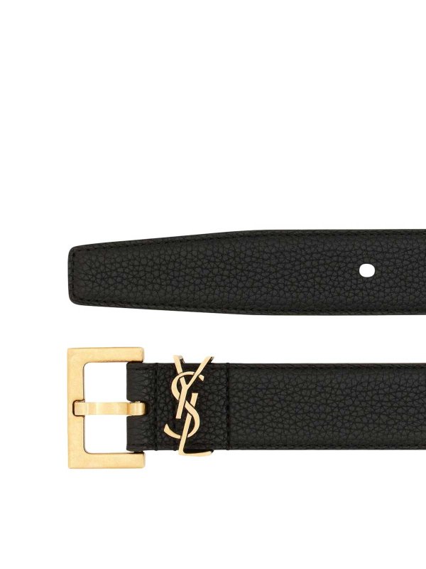 SAINT LAURENT: belts online - Cassandre Hammered Leather Belt