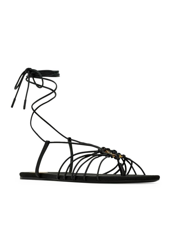 SAINT LAURENT: sandals online - Babylone Smooth Leather Sandals