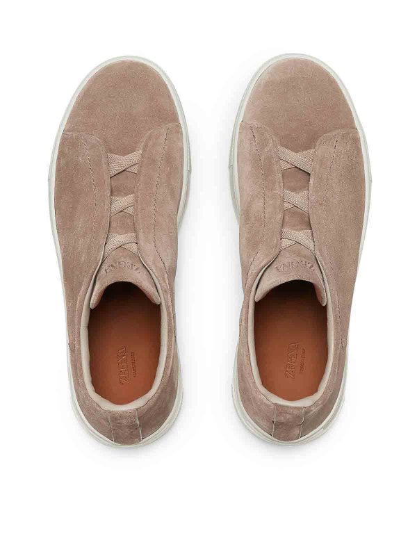 The Best Shops ZEGNA: trainers - Triple Stitch Sneakers In Beige Suede