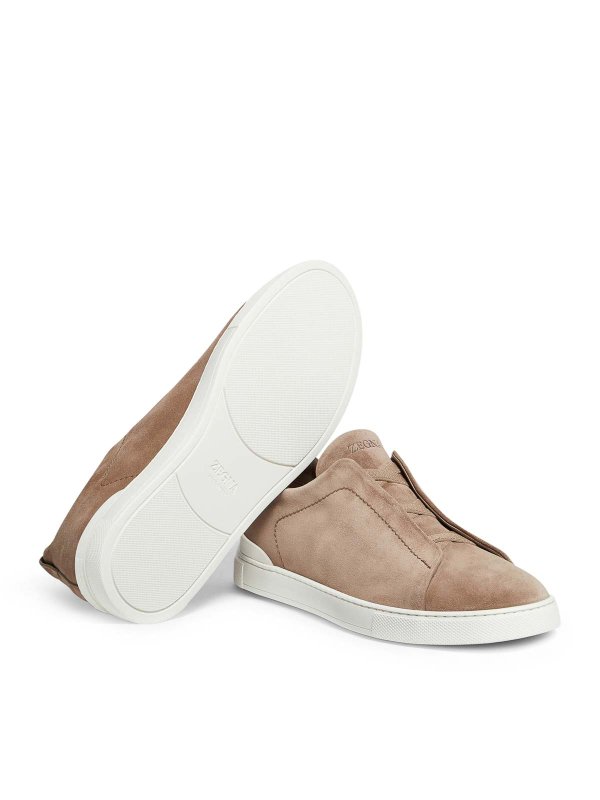 Triple Stitch Sneakers In Beige Suede shop online: ZEGNA