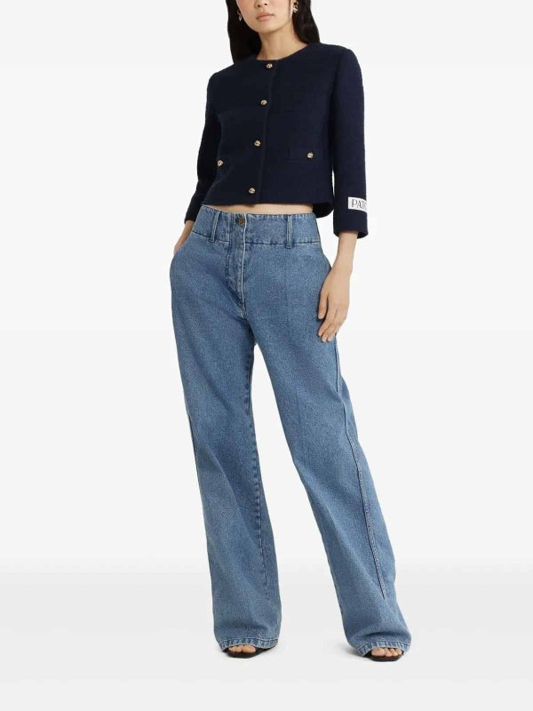 PATOU: casual jackets online - No Collar Boxy Jacket