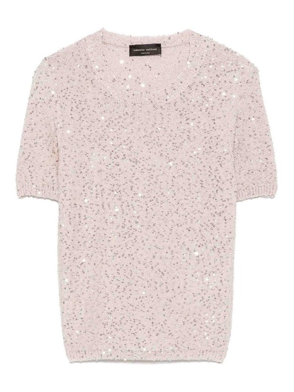 ROBERTO COLLINA: crew necks - Sequined crew neck
