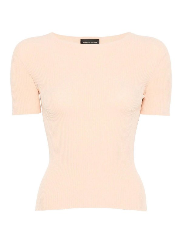 ROBERTO COLLINA: Strickpullover mit Rundhalsausschnitt - Rundhalspullover - Hellbraun