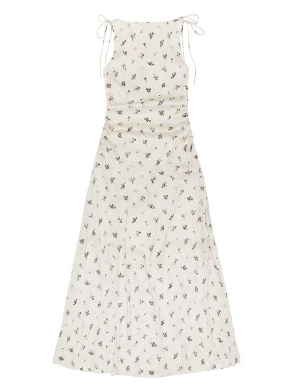 GANNI: Knielange Kleider online - Knielanges Kleid - Weiß