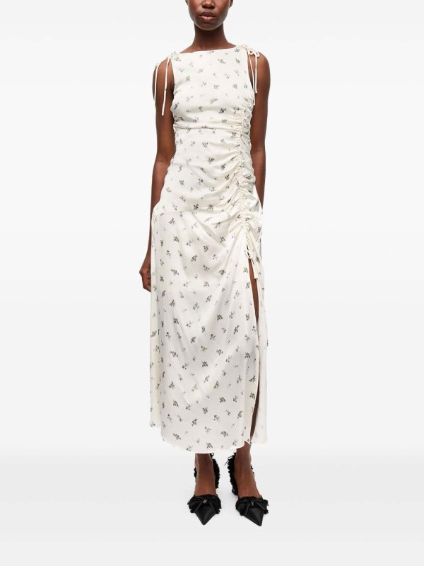 The Best Shops GANNI: Knielanges Kleid - Weiß