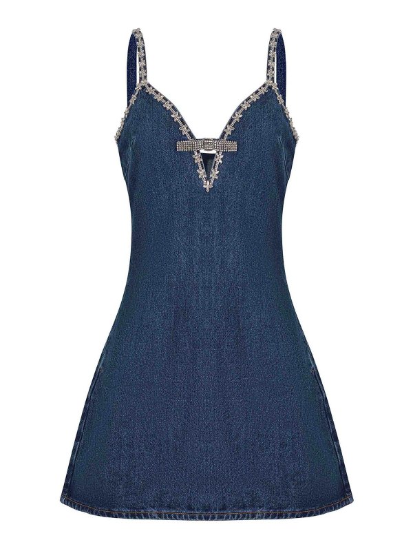 Self Portrait: knee length dresses - Dress in Denim